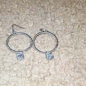 Ava Rose Lowell Hoops in Silver and Platinum Druzy